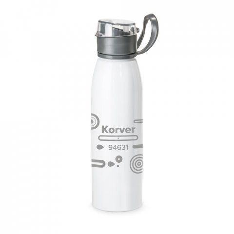 KORVER. Squeeze em alum&iacute;nio com tampa flip flop em AS e PP (650 mL) - Branco