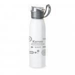 KORVER. Squeeze em alum&iacute;nio com tampa flip flop em AS e PP (650 mL) - Branco