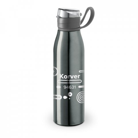 KORVER. Squeeze em alum&iacute;nio com tampa flip flop em AS e PP (650 mL) - Chumbo