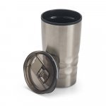 HASSI. Copo de viagem em a&ccedil;o inox e PP, t&eacute;rmico com parede dupla isolada a ar (510 mL) - Preto