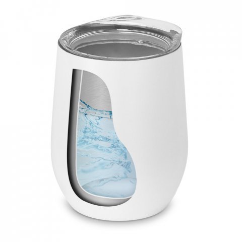 HYGGE. Copo de viagem em a&ccedil;o inox, t&eacute;rmico com parede dupla isolada a v&aacute;cuo (400 mL) - Branco