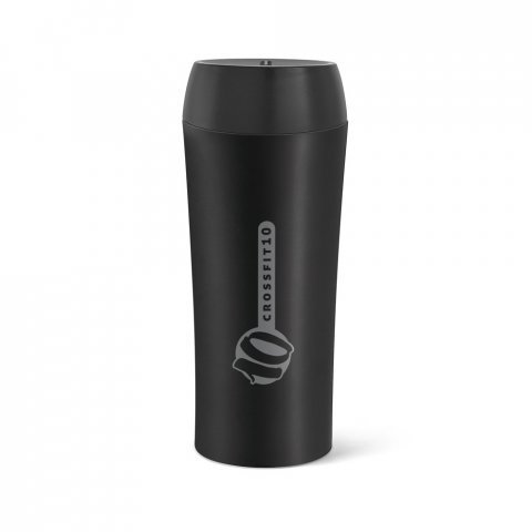 MONARDA. Copo de viagem t&eacute;rmico em a&ccedil;o inox de parede dupla isolada a ar (470 mL) - Preto