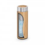 NATUREL. Garrafa t&eacute;rmica em a&ccedil;o inox 90% reciclado e bambu, de parede dupla isolada a v&aacute;cuo (430 mL) - Natural
