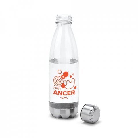 ANCER. Squeeze em AS, com tampa e base em a&ccedil;o inox (700 mL) - Transparente