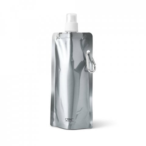 GILDED. Squeeze dobr&aacute;vel em PE com bico de sistema "push-pull" e acabamento metalizado (460 mL) - Cromado satinado