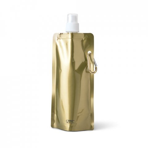 GILDED. Squeeze dobr&aacute;vel em PE com bico de sistema "push-pull" e acabamento metalizado (460 mL) - Dourado satinado