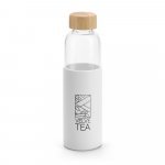 DAKAR. Squeeze em vidro borossilicato com tampa em bambu (600 mL) - Branco