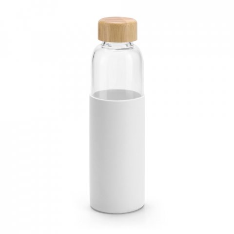 DAKAR. Squeeze em vidro borossilicato com tampa em bambu (600 mL) - Branco