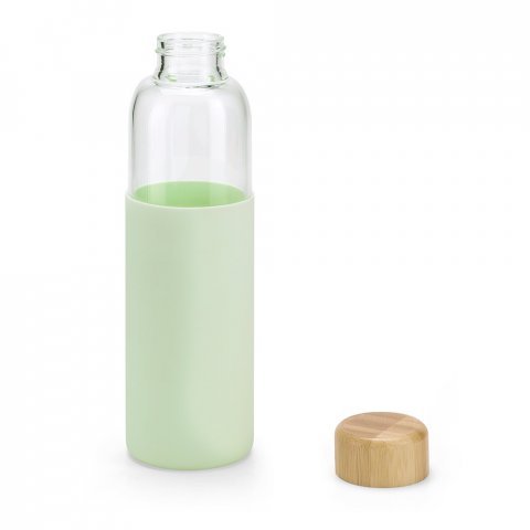 DAKAR. Squeeze em vidro borossilicato com tampa em bambu (600 mL) - Verde claro