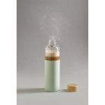 DAKAR. Squeeze em vidro borossilicato com tampa em bambu (600 mL) - Verde claro