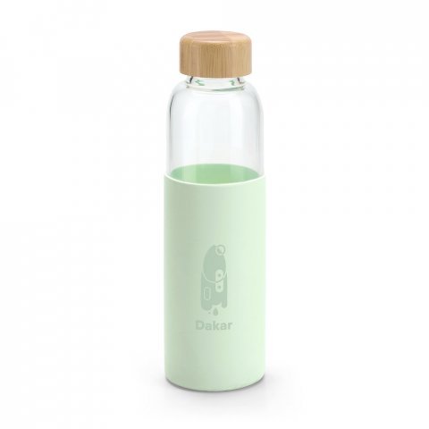DAKAR. Squeeze em vidro borossilicato com tampa em bambu (600 mL) - Verde claro