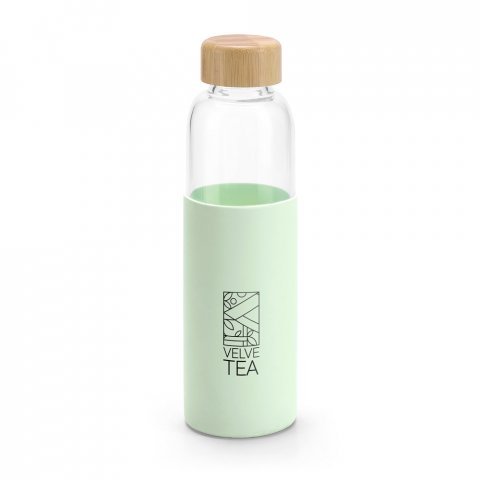 DAKAR. Squeeze em vidro borossilicato com tampa em bambu (600 mL) - Verde claro