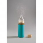 DAKAR. Squeeze em vidro borossilicato com tampa em bambu (600 mL) - Azul claro