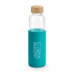 DAKAR. Squeeze em vidro borossilicato com tampa em bambu (600 mL) - Azul claro