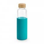 DAKAR. Squeeze em vidro borossilicato com tampa em bambu (600 mL) - Azul claro