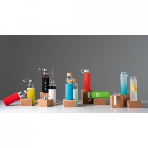 DAKAR. Squeeze em vidro borossilicato com tampa em bambu (600 mL)