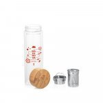 MAKAROVA. Garrafa t&eacute;rmica em vidro borossilicato de parede dupla isolada a ar, com 2 infusores (490 mL) - Natural