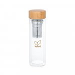 MAKAROVA. Garrafa t&eacute;rmica em vidro borossilicato de parede dupla isolada a ar, com 2 infusores (490 mL) - Natural