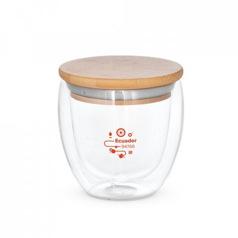 ECUADOR M. Copo em vidro isot&eacute;rmico (borossilicato), t&eacute;rmico com parede dupla isolada a ar (250 mL) - Natural