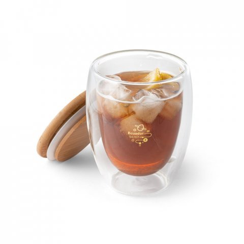 ECUADOR L. Copo em vidro isot&eacute;rmico (borossilicato), t&eacute;rmico com parede dupla isolada a ar (350 mL) - Natural