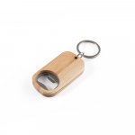 ROGERS. Chaveiro em a&ccedil;o inox e bambu com abridor de garrafas - Natural