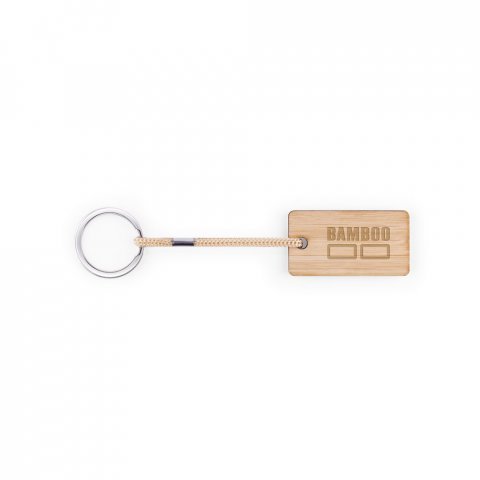 HOPPS. Chaveiro em bambu com cord&atilde;o em PET - Natural