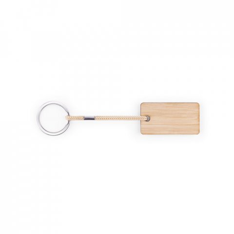 HOPPS. Chaveiro em bambu com cord&atilde;o em PET - Natural