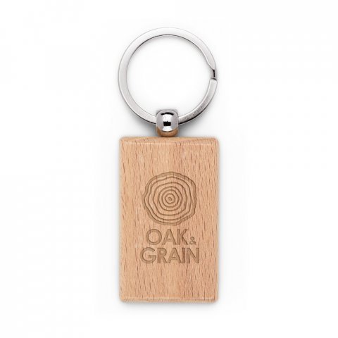 STEWIE. Chaveiro retangular em madeira de faia - Natural