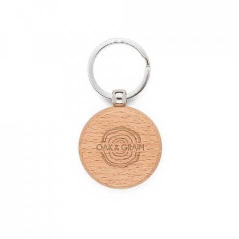 STEWIE ROUND. Chaveiro redondo em madeira de faia - Natural
