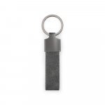 VAUGHN. Conjunto composto por um porta-cart&otilde;es e chaveiro, ambos em metal e poli&eacute;ster 30% reciclado - Cinza escuro