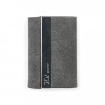 VAUGHN. Conjunto composto por um porta-cart&otilde;es e chaveiro, ambos em metal e poli&eacute;ster 30% reciclado - Cinza escuro