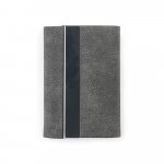 VAUGHN. Conjunto composto por um porta-cart&otilde;es e chaveiro, ambos em metal e poli&eacute;ster 30% reciclado - Cinza escuro