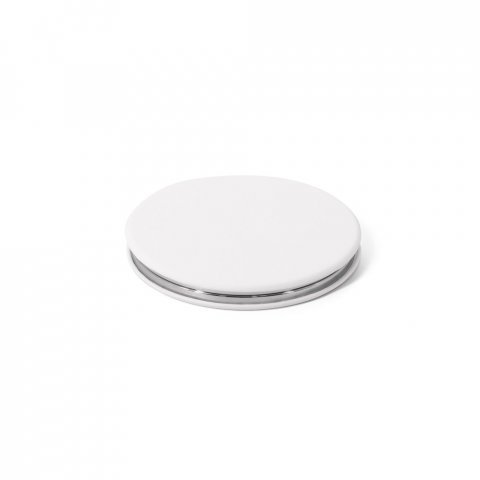 FREYA. Espelho redondo de dupla face com exterior em PU mate - Branco