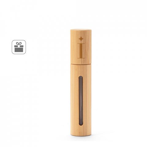 REESE. Borrifador de perfume recarreg&aacute;vel, com inv&oacute;lucro em bambu natural