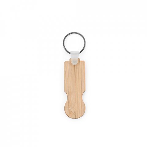 SHOPZ. Chaveiro em bambu com extremidade em formato de moeda - Natural