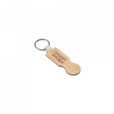 SHOPZ. Chaveiro em bambu com extremidade em formato de moeda - Natural