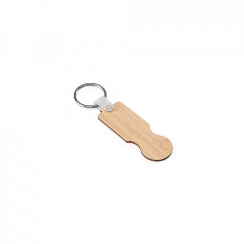 SHOPZ. Chaveiro em bambu com extremidade em formato de moeda - Natural