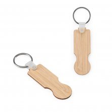 SHOPZ. Chaveiro em bambu com extremidade em formato de moeda