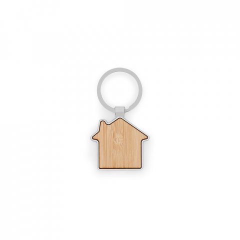 GASTON HOUSE. Chaveiro em ferro com formato de casa em zinco e bambu - Natural