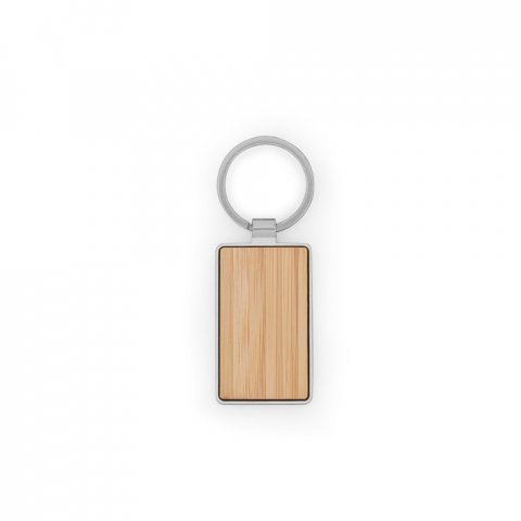 GASTON RECTANGULAR. Chaveiro em ferro com formato retangular em zinco e bambu - Natural