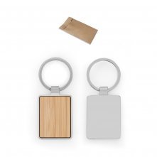GASTON RECTANGULAR. Chaveiro em ferro com formato retangular em zinco e bambu