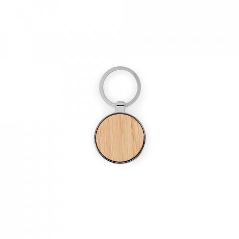 GASTON ROUND. Chaveiro em ferro com formato redondo em zinco e bambu - Natural