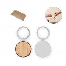 GASTON ROUND. Chaveiro em ferro com formato redondo em zinco e bambu