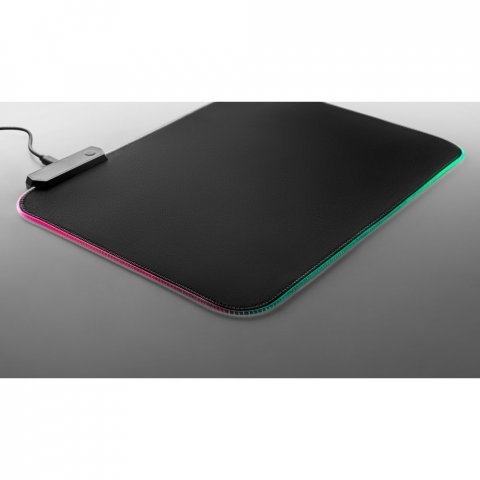 THORNE MOUSEPAD RGB. Mouse pad para jogos em poli&eacute;ster com base antiderrapante em borracha - Preto