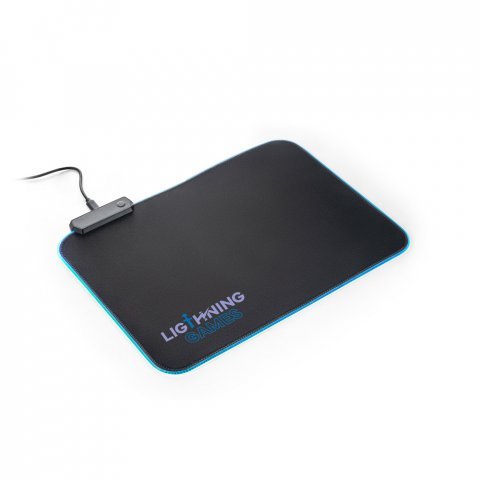 THORNE MOUSEPAD RGB. Mouse pad para jogos em poli&eacute;ster com base antiderrapante em borracha - Preto