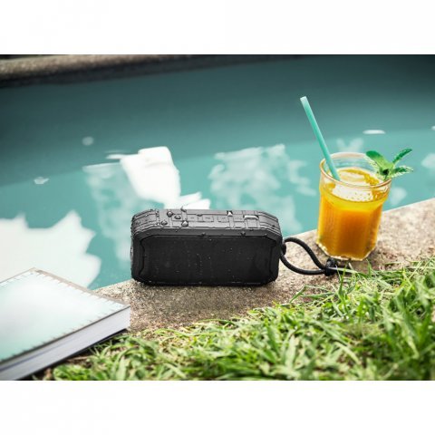 SHEERAN. Caixa de som port&aacute;til &agrave; prova de &aacute;gua (IPX7) com autonomia de 9h (1.200 mAh), em ABS 100% reciclado