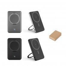 WARSHEL 5. Bateria portátil magnética em ABS 100% reciclado com suporte, carregador por indução (wireless) super-rápido 15W e capacidade de 5.000 mAh