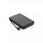 LATTES. Bateria port&aacute;til com cabo integrado, em ABS 100% reciclado (10.000 mAh) - Preto