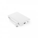 LATTES. Bateria port&aacute;til com cabo integrado, em ABS 100% reciclado (10.000 mAh) - Branco