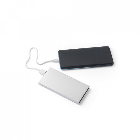 DOROTHY 10. Bateria port&aacute;til em alum&iacute;nio 100% reciclado (10.000 mAh) - Cromado satinado